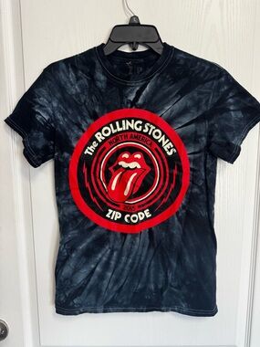 The Rolling Stones Kids Black Tie-Dye Tee with Red Logo